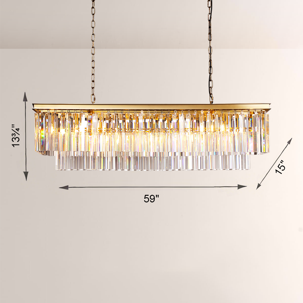 Kelly 2-Layer Crystal Rectangle Chandelier 49"