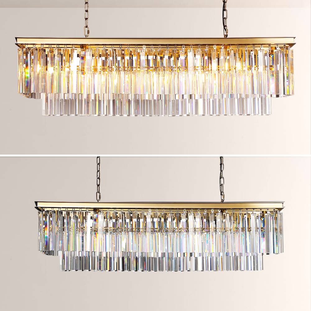 Kelly 2-Layer Crystal Rectangle Chandelier 49"