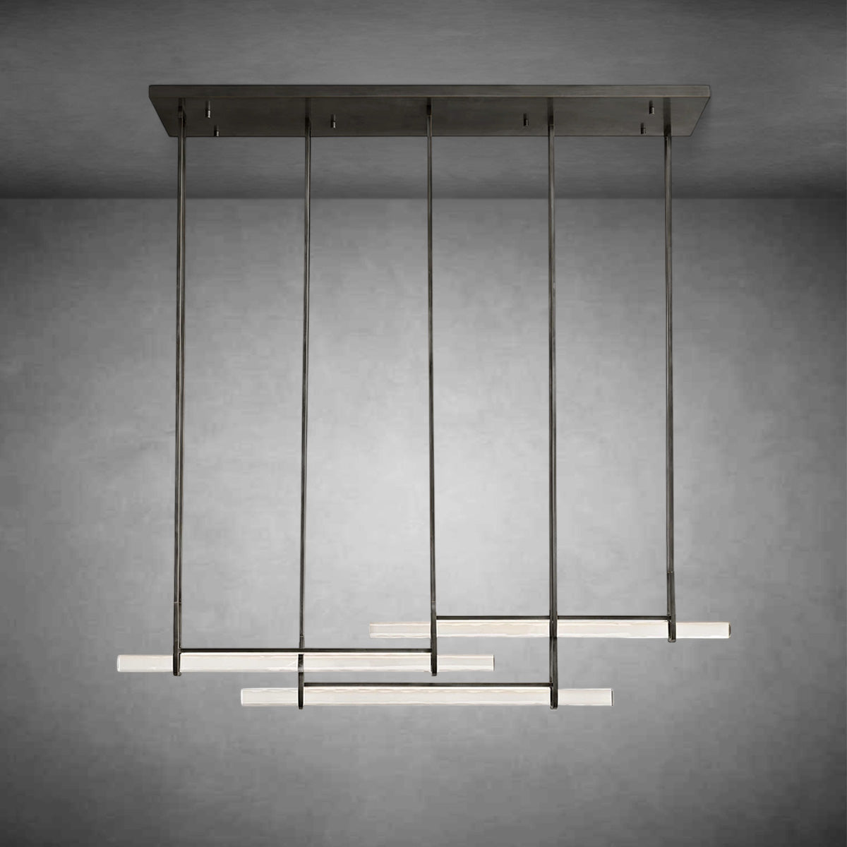 Auduban Crystal Triple Bar Linear Chandelier