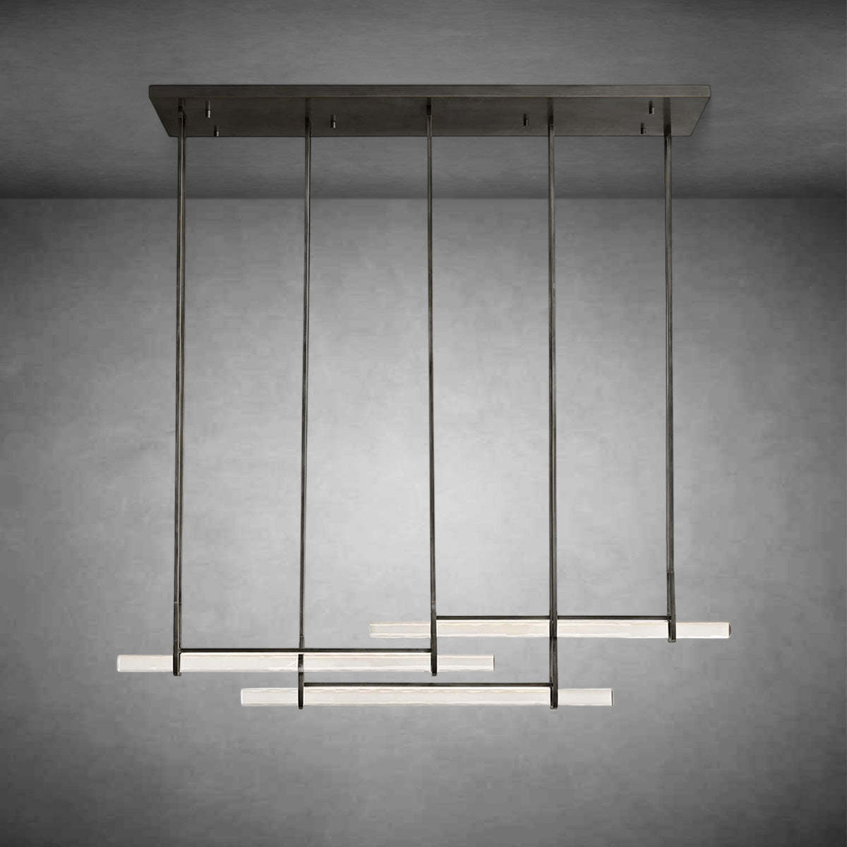 Auduban Crystal Triple Bar Linear Chandelier