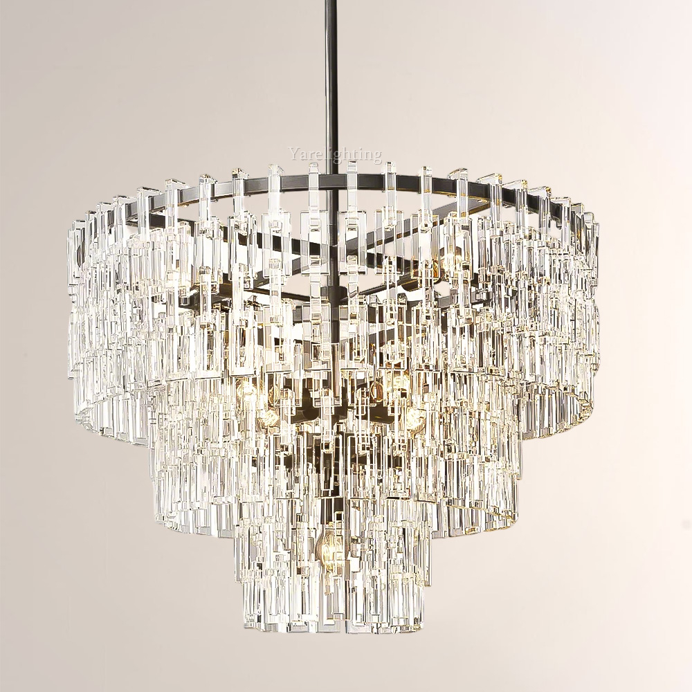 Mia 3 Tier Crystal Round Chandelier 36"