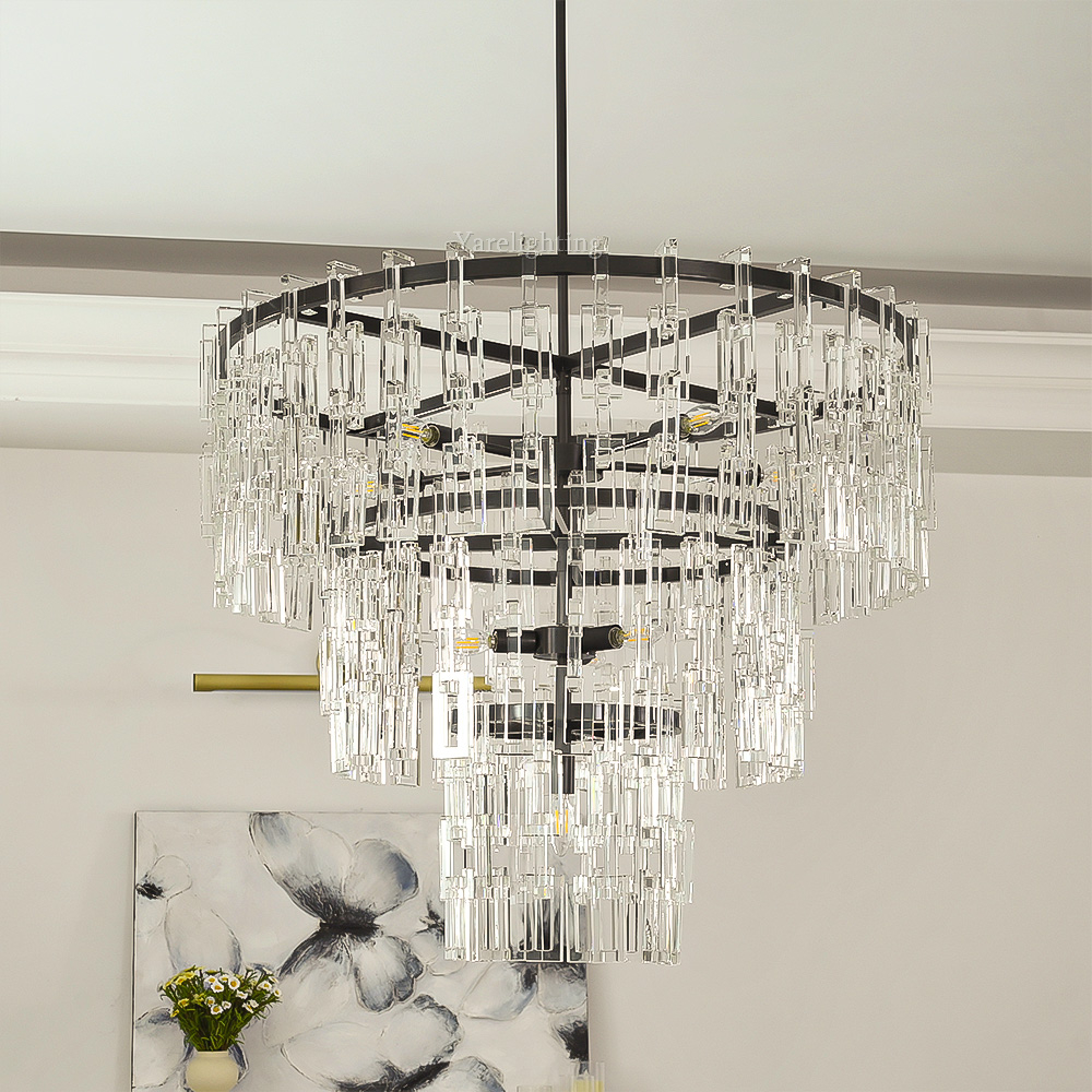 Mia 3 Tier Crystal Round Chandelier 36"