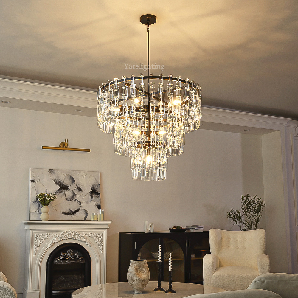 Mia 3 Tier Crystal Round Chandelier 36"