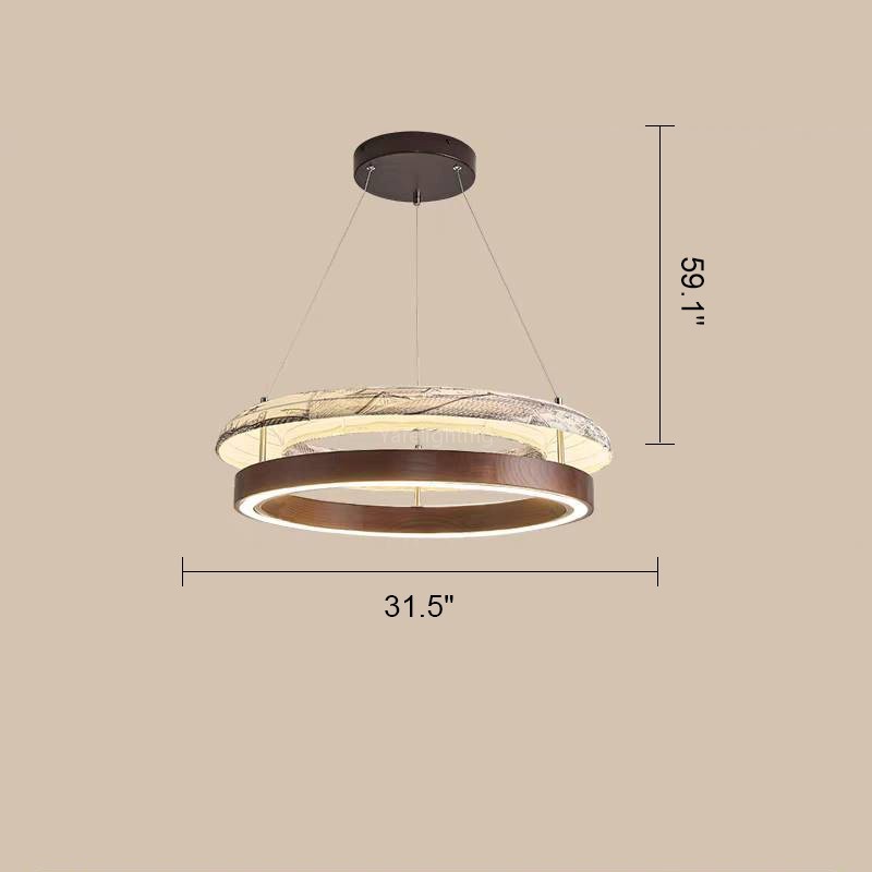  Wood Fabric Glow Round Chandelier 39.4"D