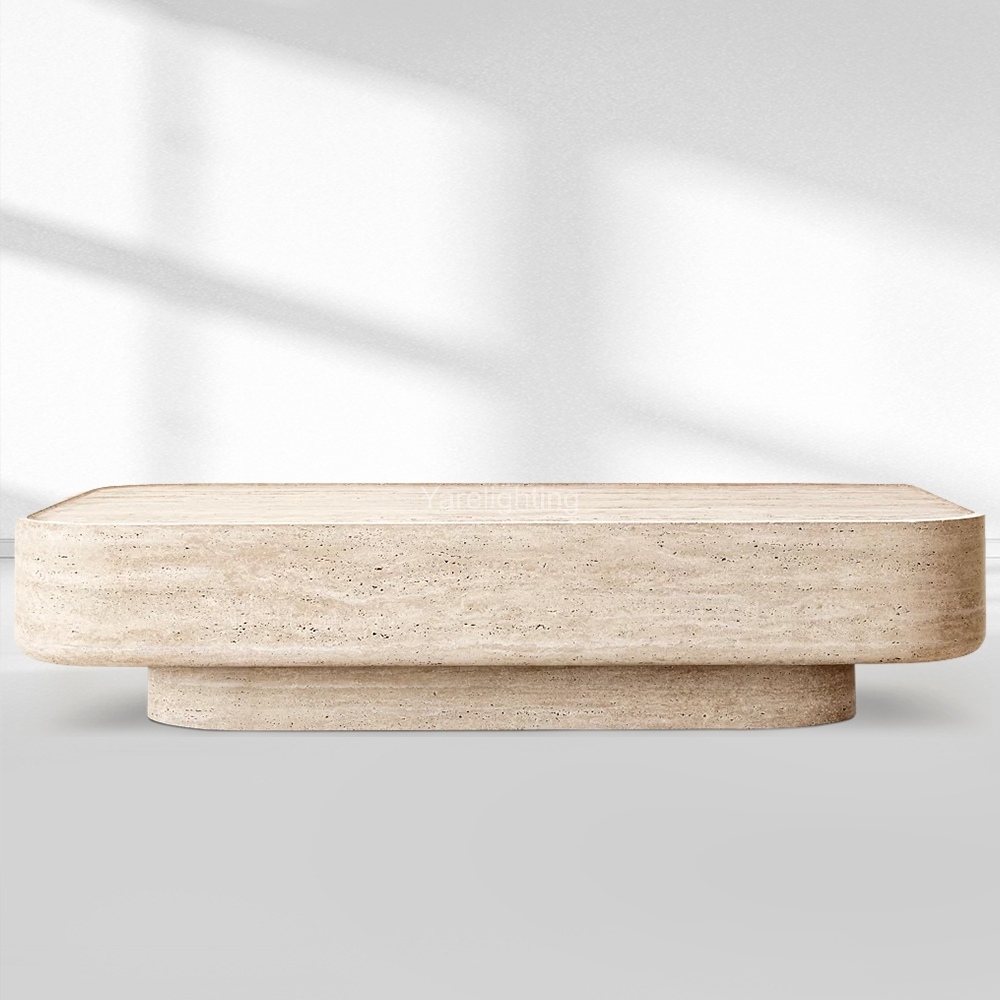 Vitolor Carved Coffee Table, Modern Sculptural Base with Recessed Top