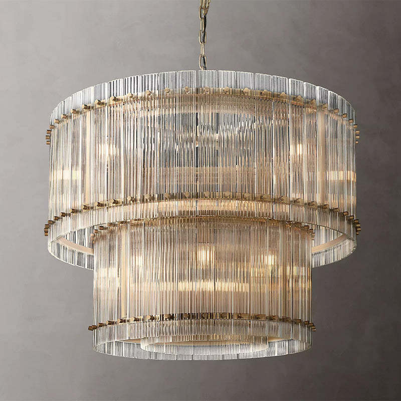 Amelia Two-Tier Luxury Round Glass Chandelier 37",Chandelier For Living Room