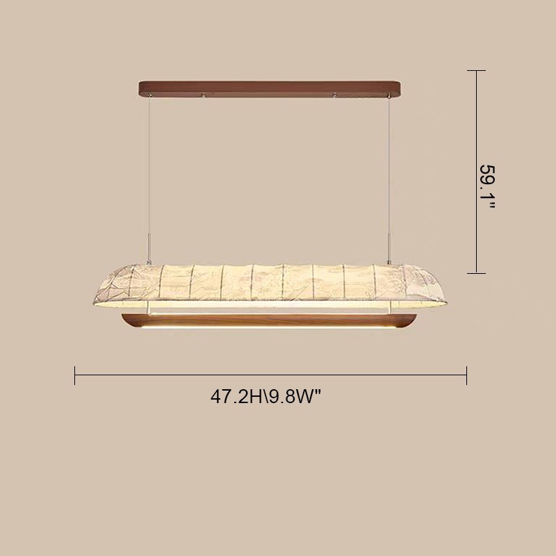  Wood Fabric Glow Linear Chandelier 47.2“L