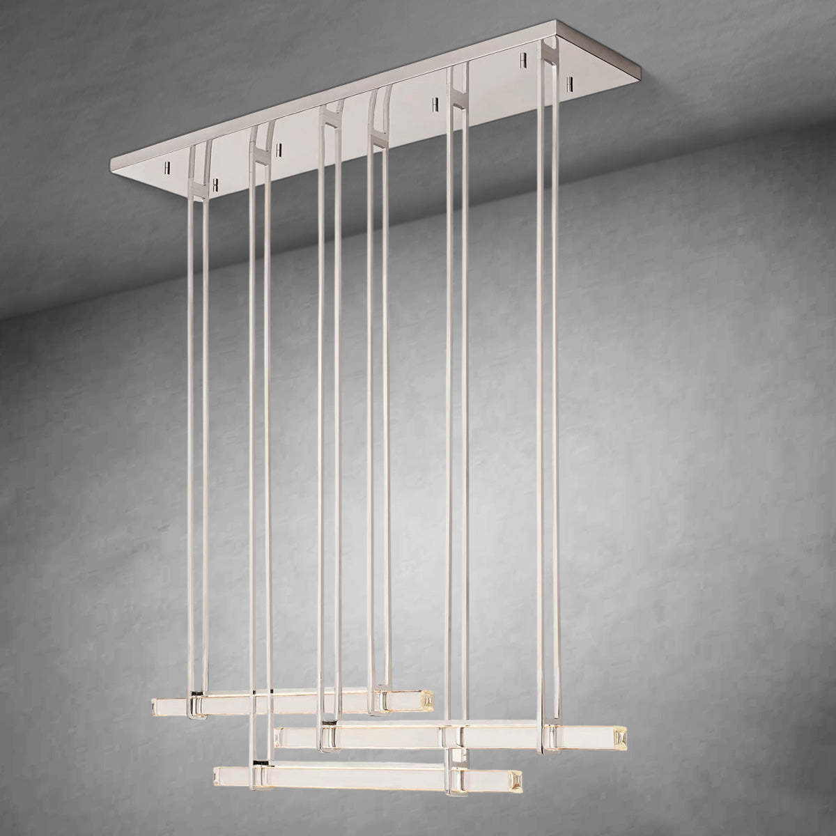 Auduban Crystal Triple Bar Linear Chandelier