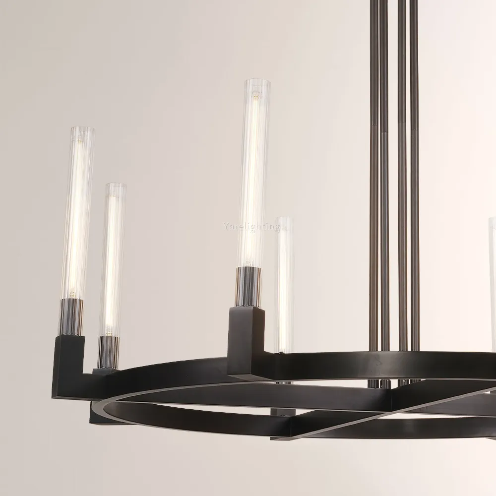 Aurora Cannel Candlestick Round Chandelier 36"