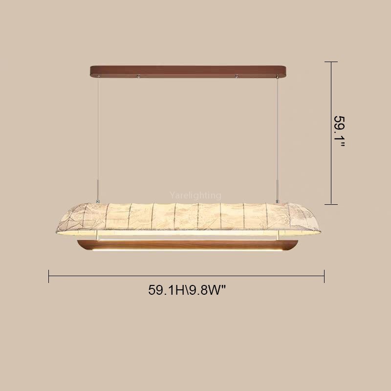  Wood Fabric Glow Linear Chandelier 47.2“L