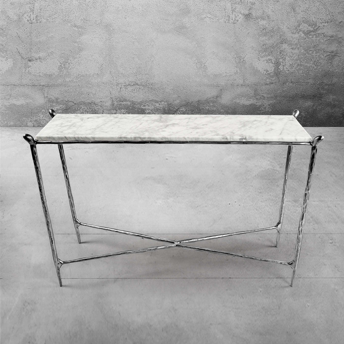 Thaddeus Rectangle Horn Marble Console Table