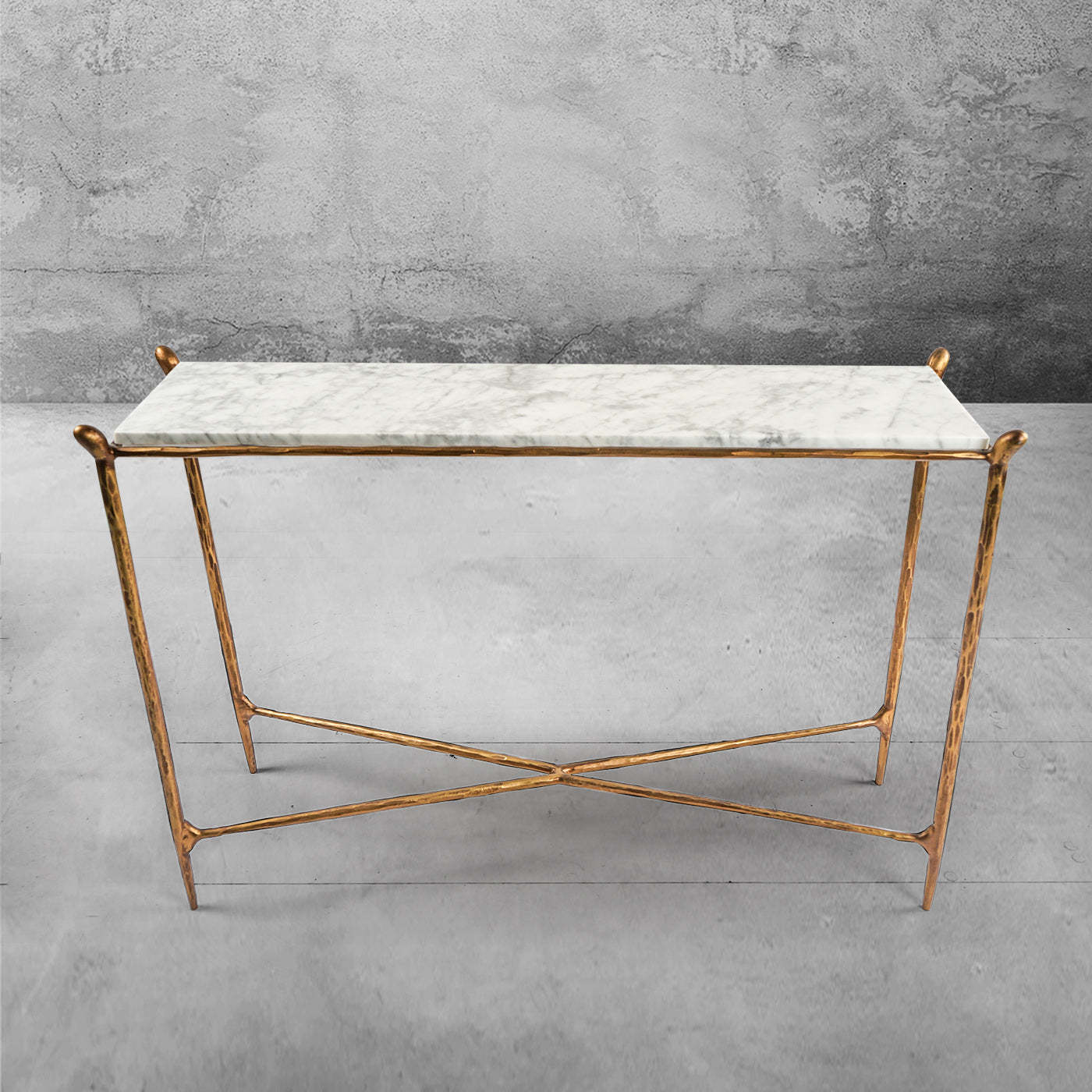 Thaddeus Rectangle Horn Marble Console Table
