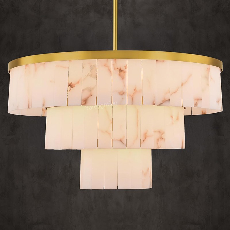 Modern Spanish Alabaster 3-tier Round Chandelier,in stock,quick delivery