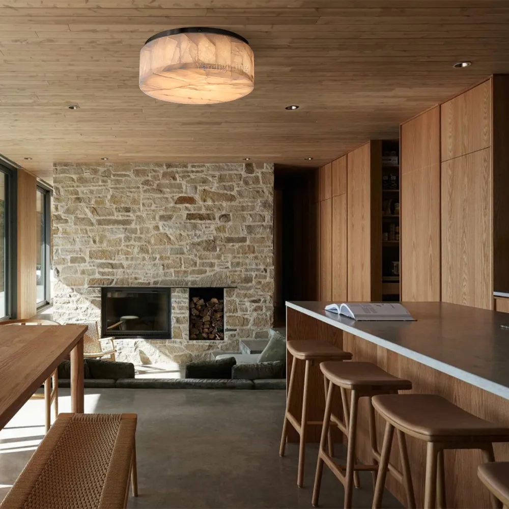 Riveage Calcite Round Flushmount 6"10"14"