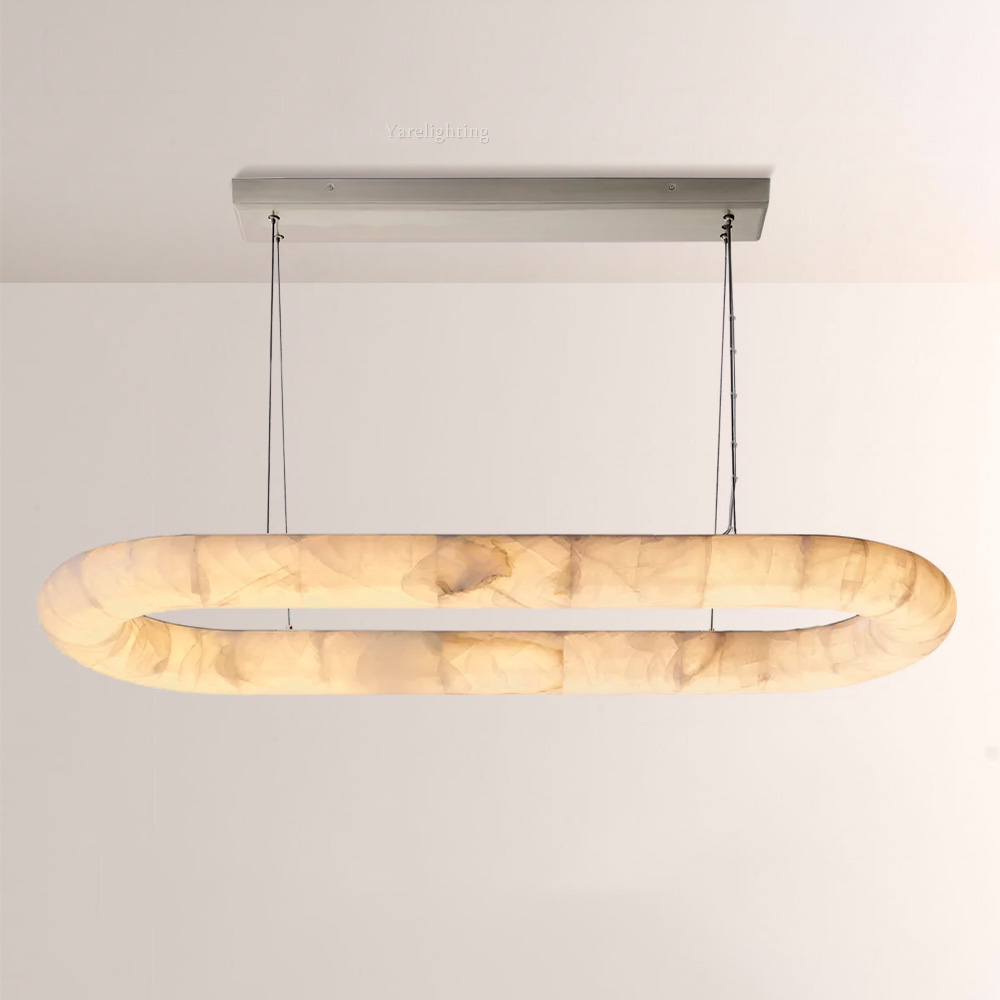 Rivager Oval Chandelier 57" 74",Alabaster Modern Chandelier,living room