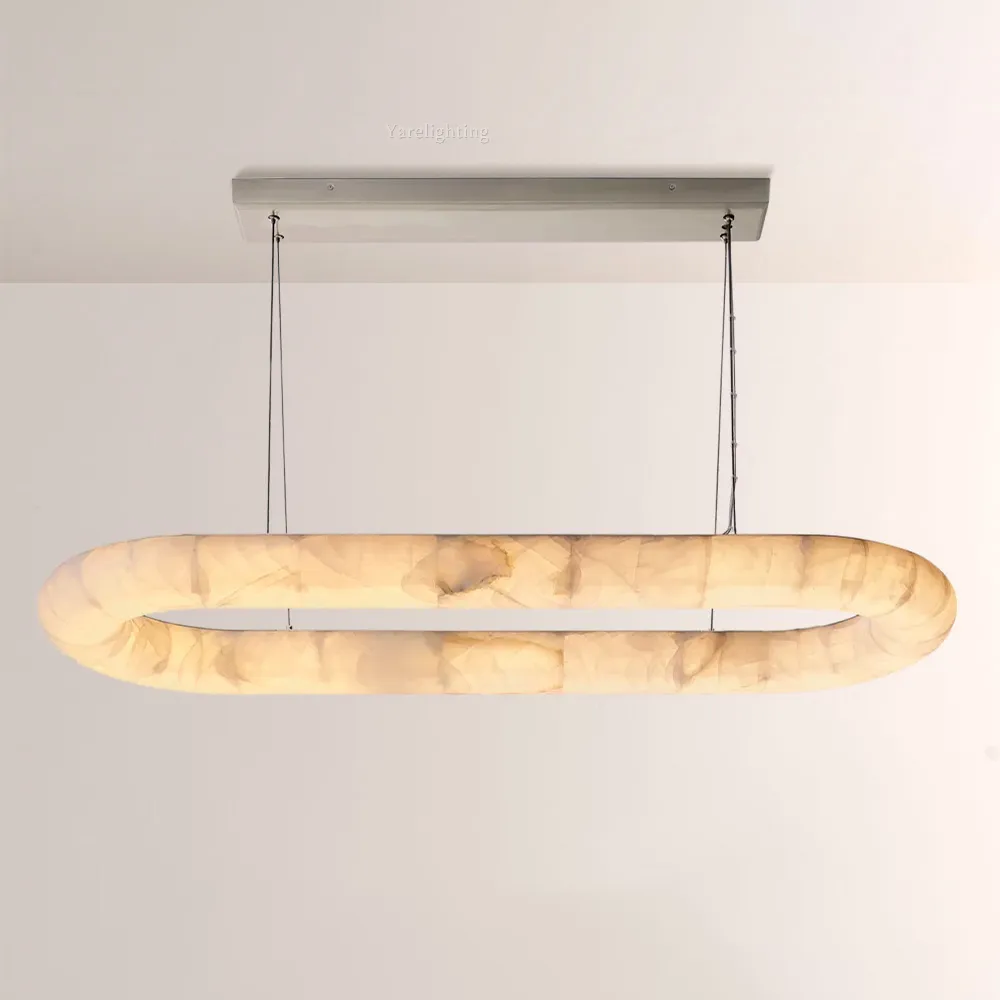 Rivager Oval Chandelier 57" 74",Alabaster Modern Chandelier,living room