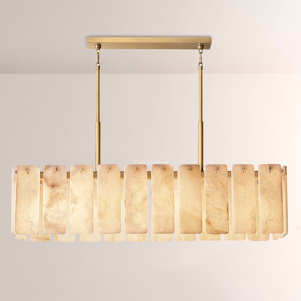 Camelot Alabaster Rectangular Chandelier 60"L