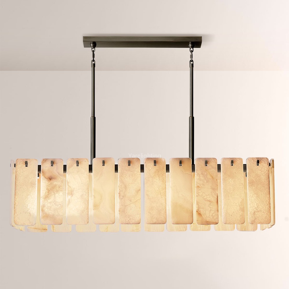 Camelot Alabaster Rectangular Chandelier 60"L