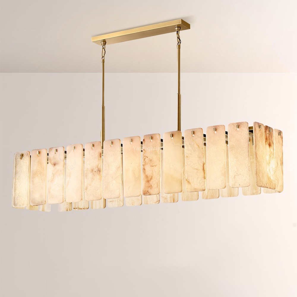 Camelot Alabaster  Rectangular Chandelier 72"L