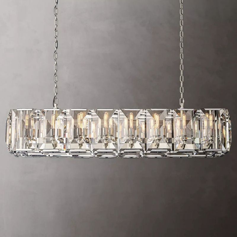 Hewson Multicurve Modern Crystal Rectangular Chandelier 54“