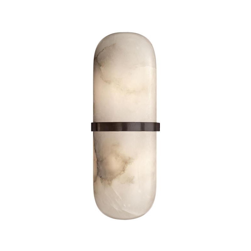 Elegant Alabaster Gold-Ring Wall Sconce