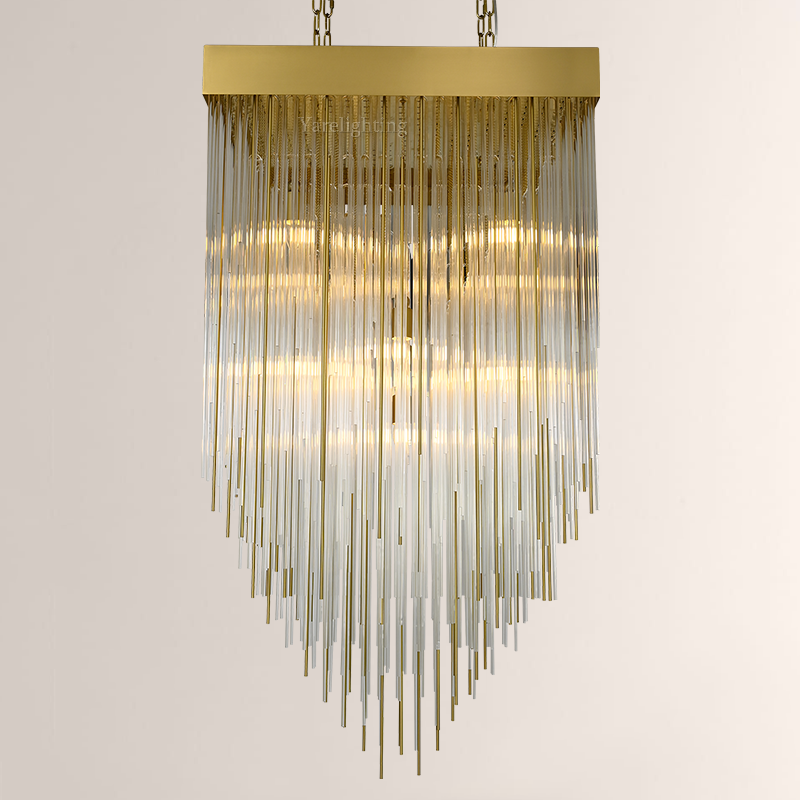 Cascada Blown Glass Square Chandelier 30"