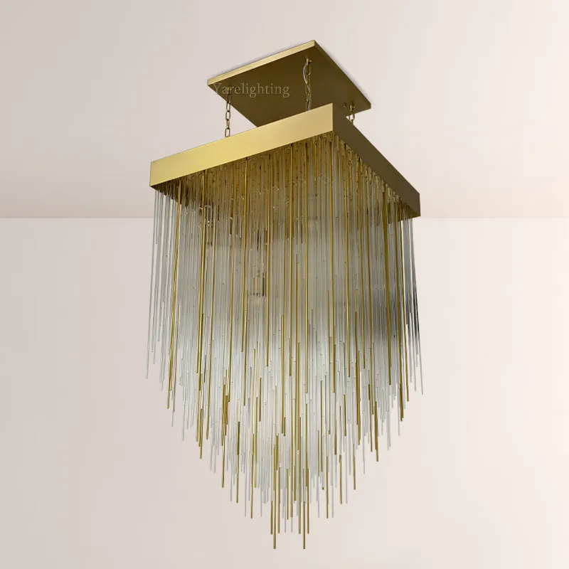Cascada Blown Glass Square Chandelier 30"