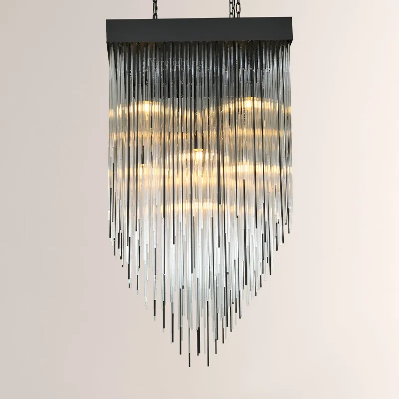 Cascada Blown Glass Square Chandelier 30"