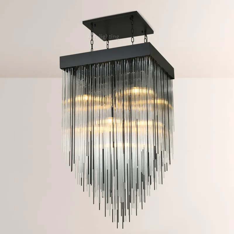 Cascada Blown Glass Square Chandelier 30"