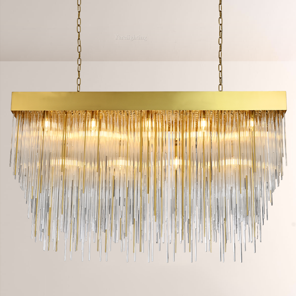 Cascada Blown Glass Rectangular Chandelier 54"