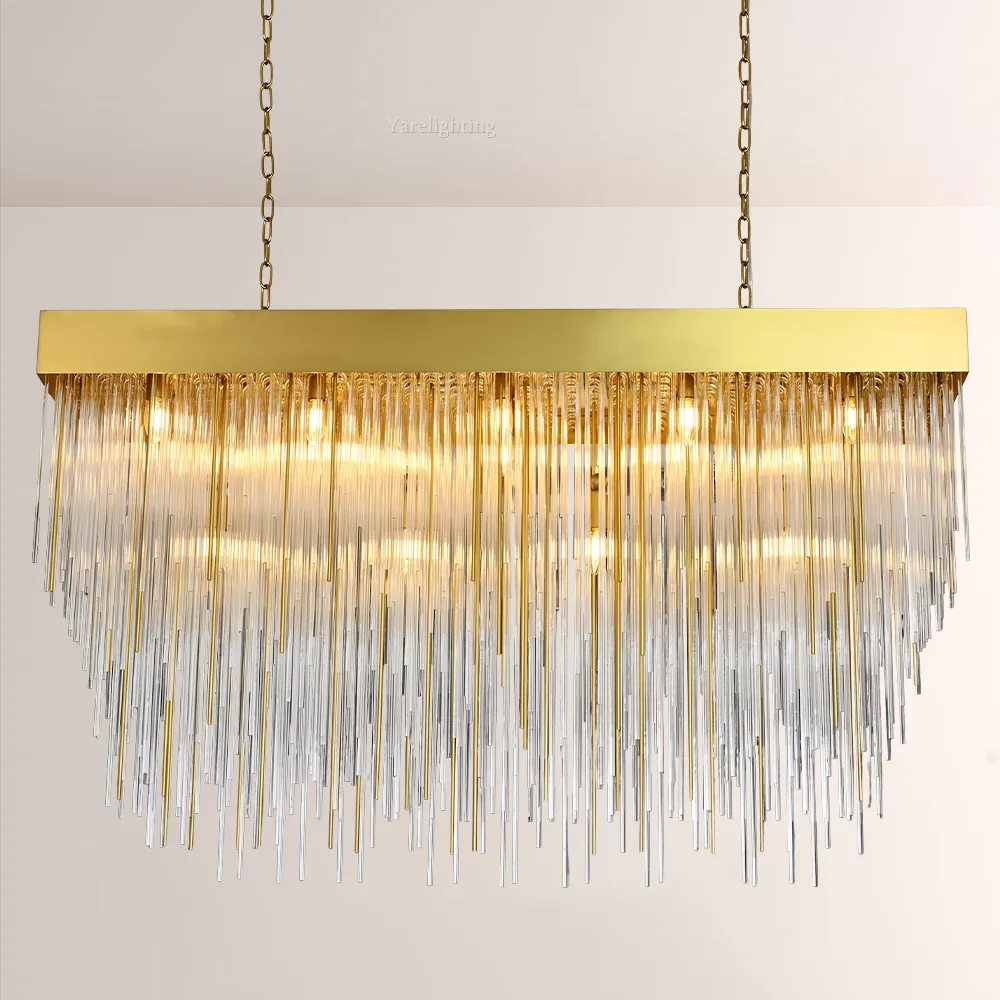 Cascada Blown Glass Rectangular Chandelier 54"