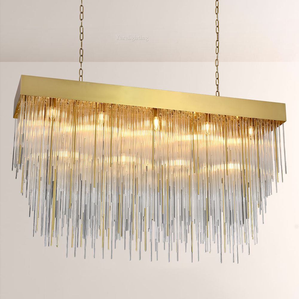 Cascada Blown Glass Rectangular Chandelier 54"