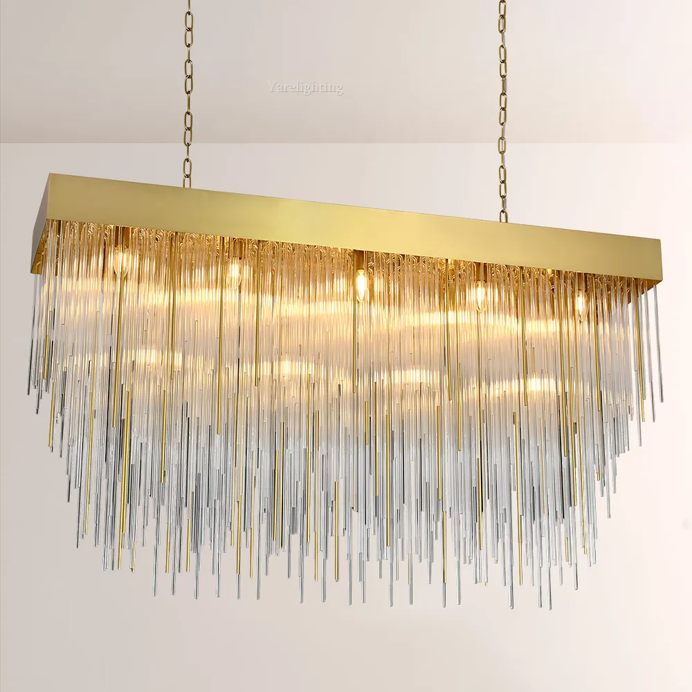 Cascada Blown Glass Rectangular Chandelier 54"