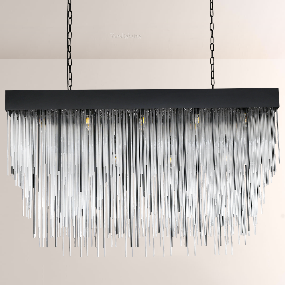 Cascada Blown Glass Rectangular Chandelier 54"
