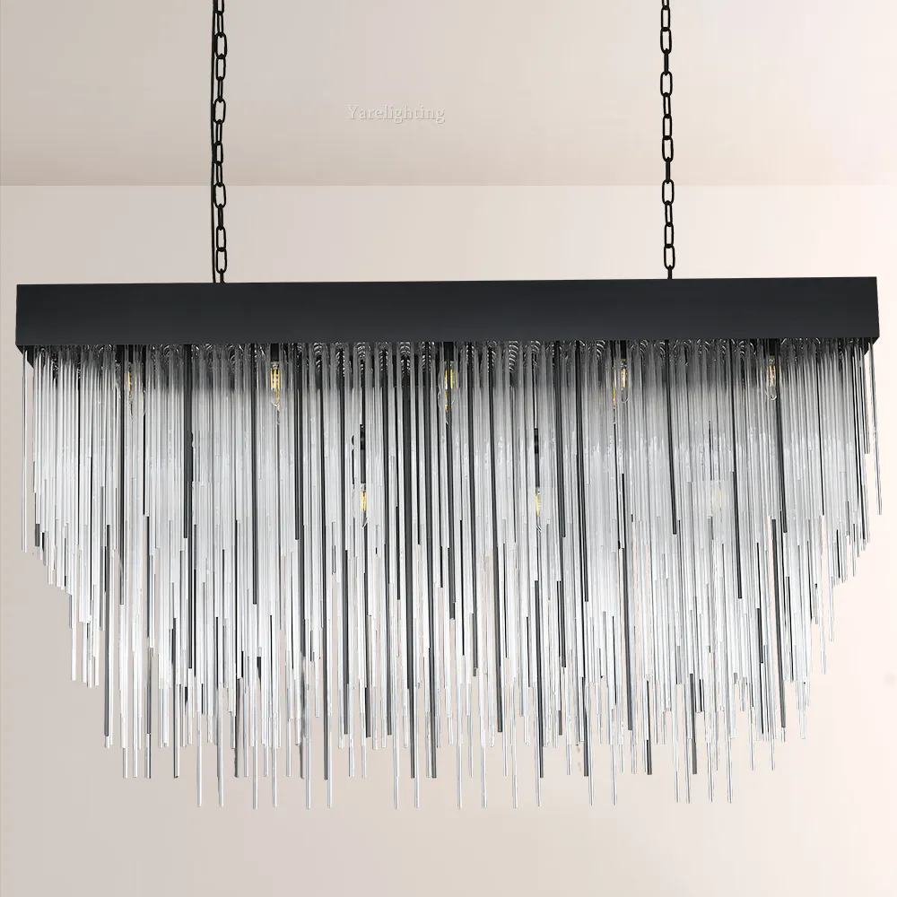 Cascada Blown Glass Rectangular Chandelier 54"