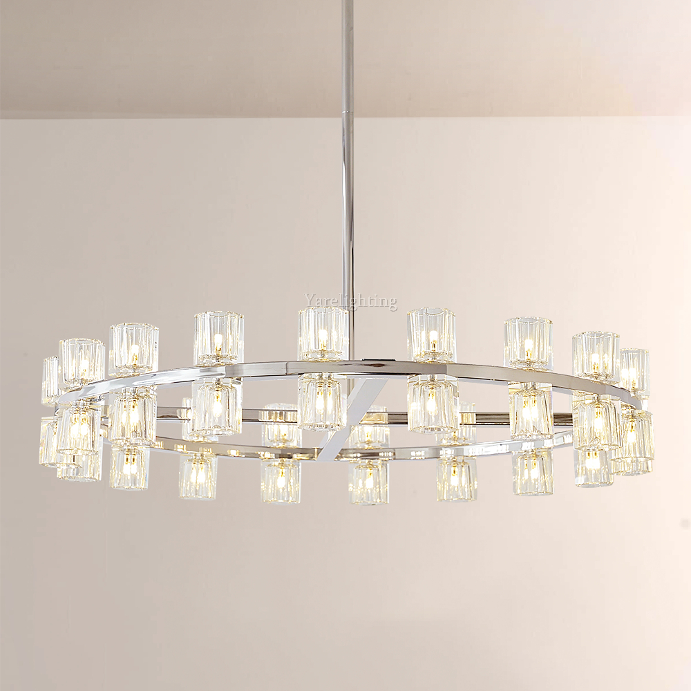 Brach Crystal Shades Round Chandelier 36"