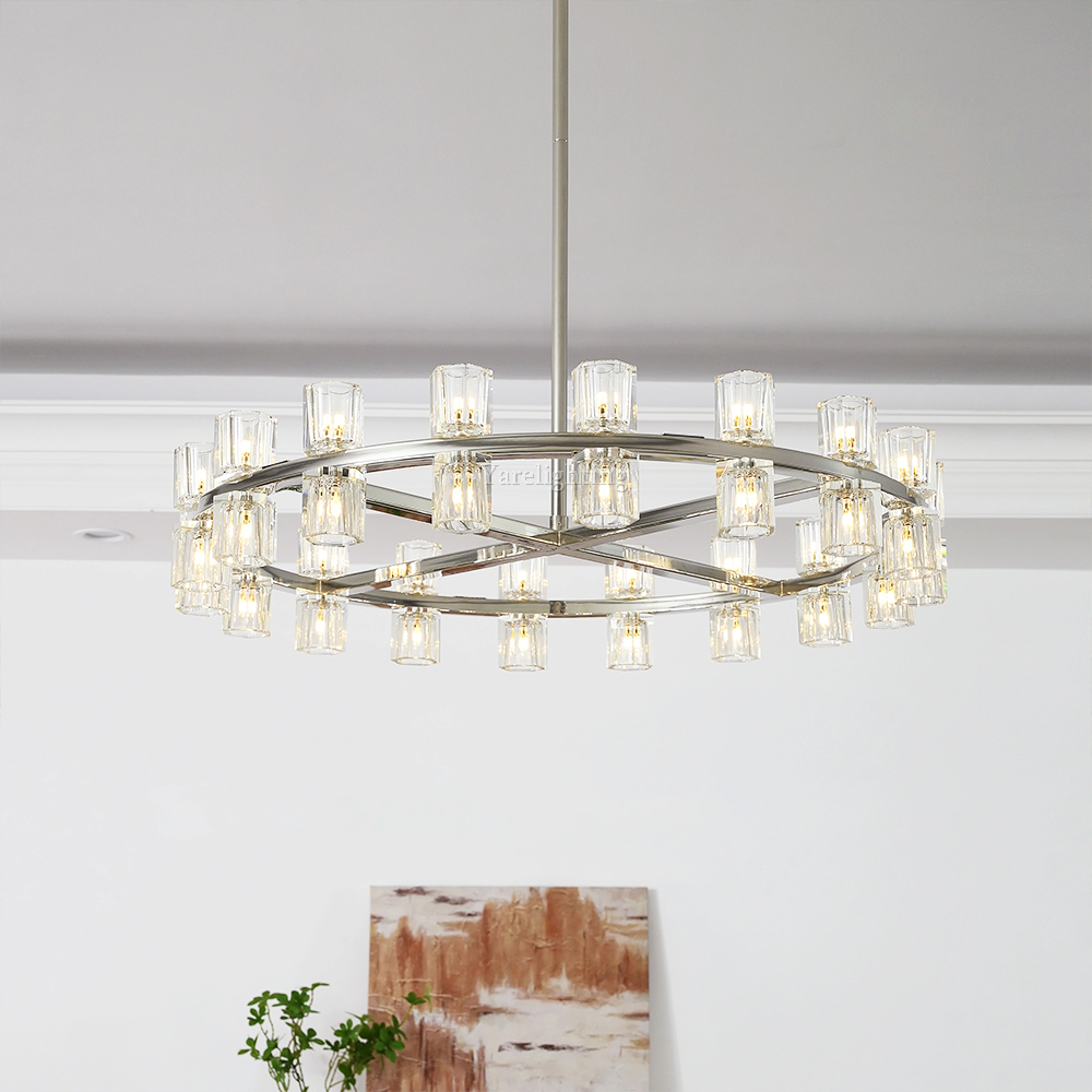 Brach Crystal Shades Round Chandelier 36"