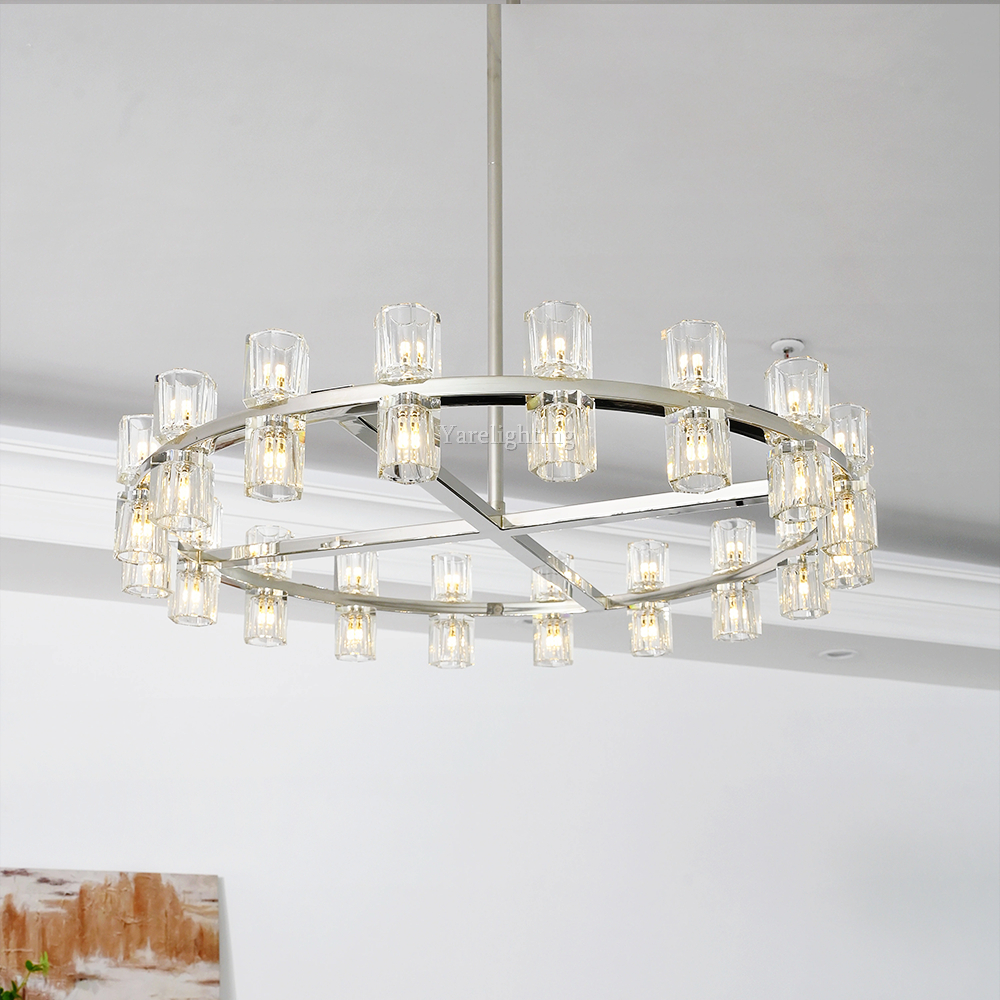 Brach Crystal Shades Round Chandelier 36"