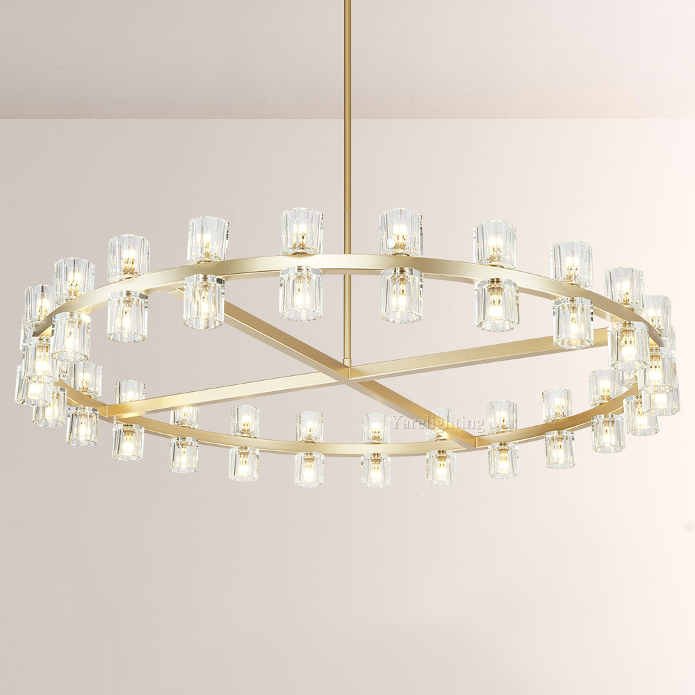 Brach Crystal Shades Round Chandelier 48"
