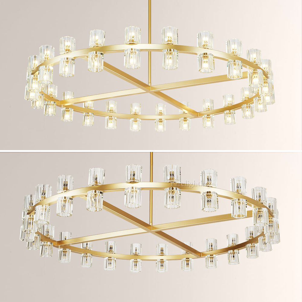 Brach Crystal Shades Round Chandelier 48"