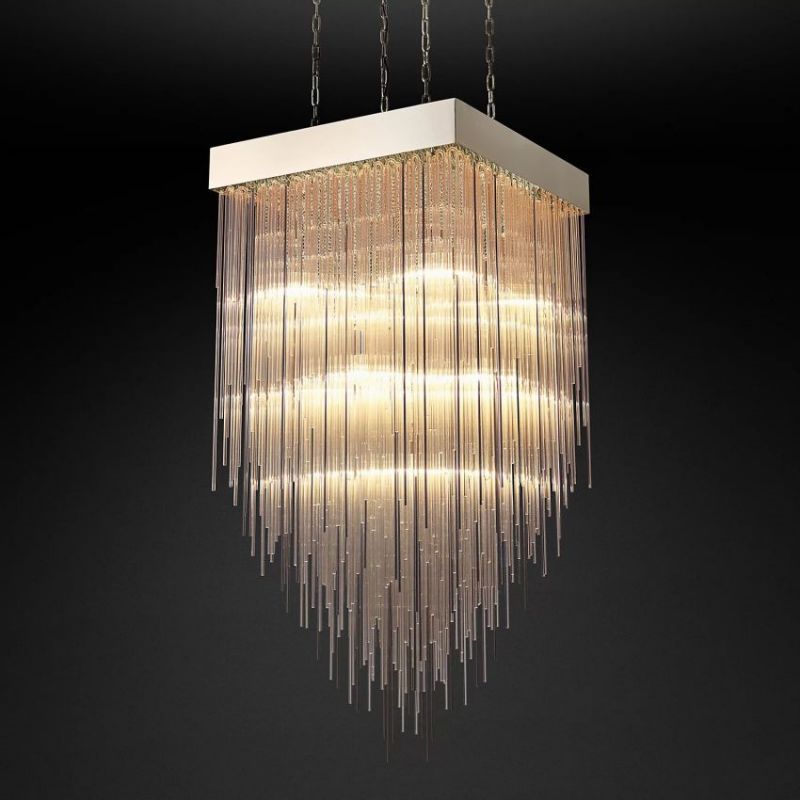 Cascada Blown Glass Square Chandelier 30"