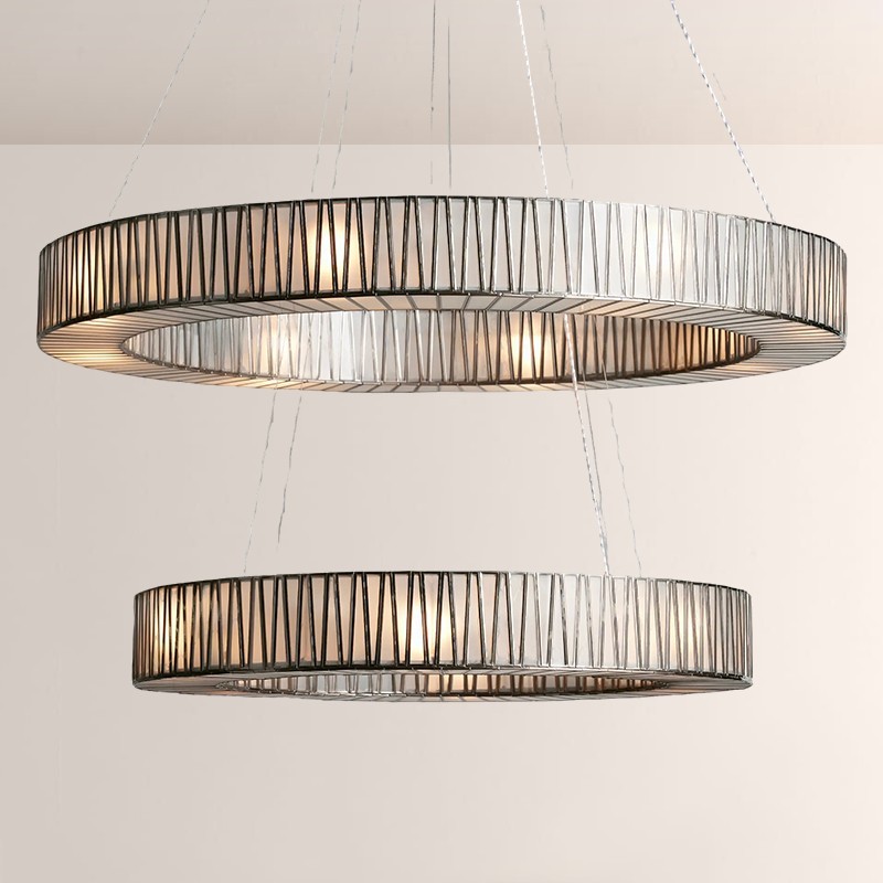 Junit Glass  2-Tier Round Chandelier