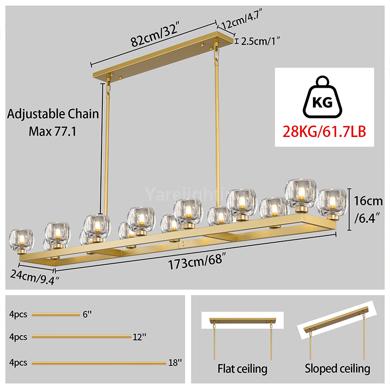 Kirsten Glass Linear Chandelier 72"