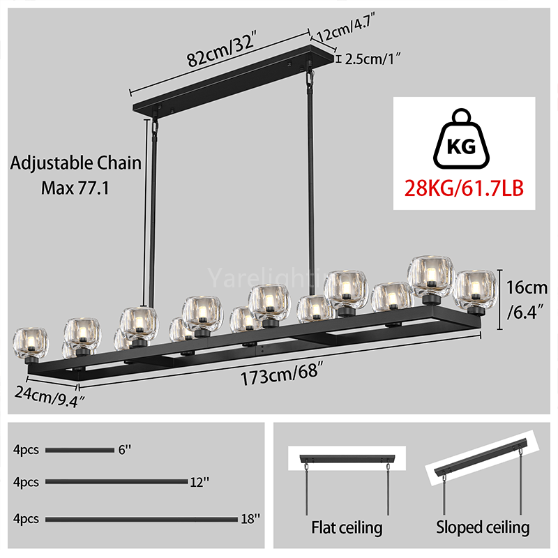 Kirsten Glass Linear Chandelier 72"