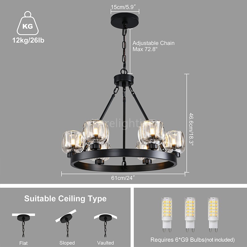 Kirsten Glass Round Chandelier 24"