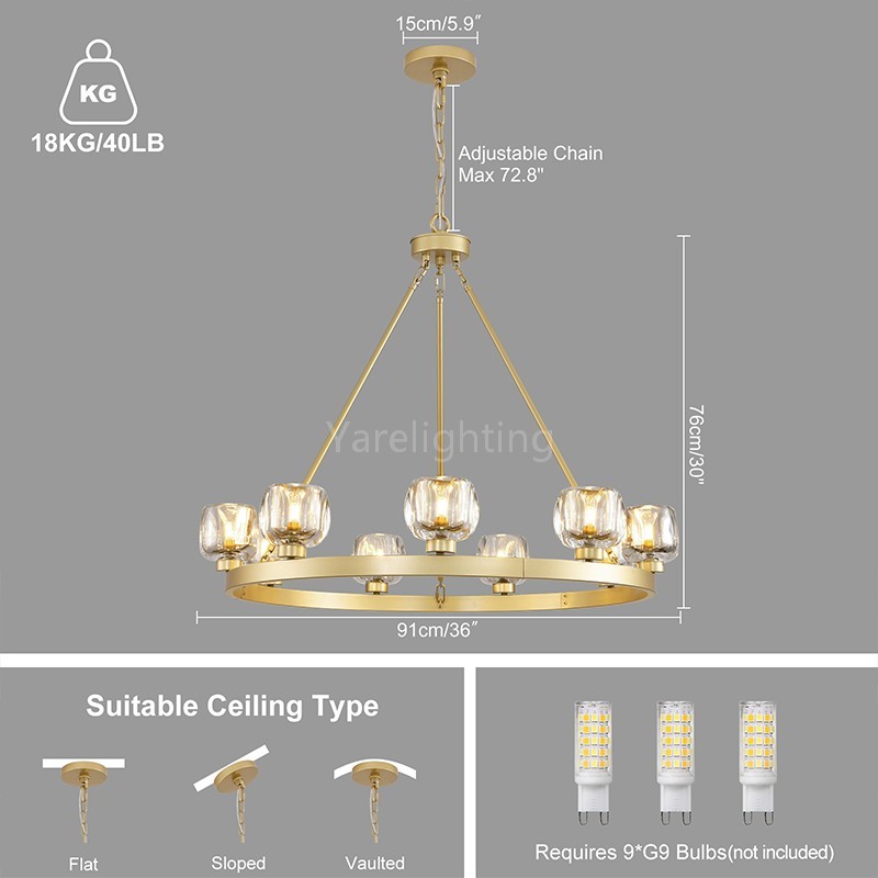 Kirsten Glass Round Chandelier 36"