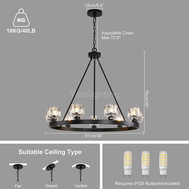 Kirsten Glass Round Chandelier 36"
