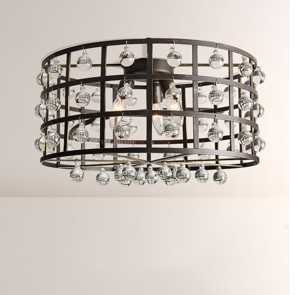 La Cage Flushmount,retro rustic Flushmount for bedroom,Lron Flushmount