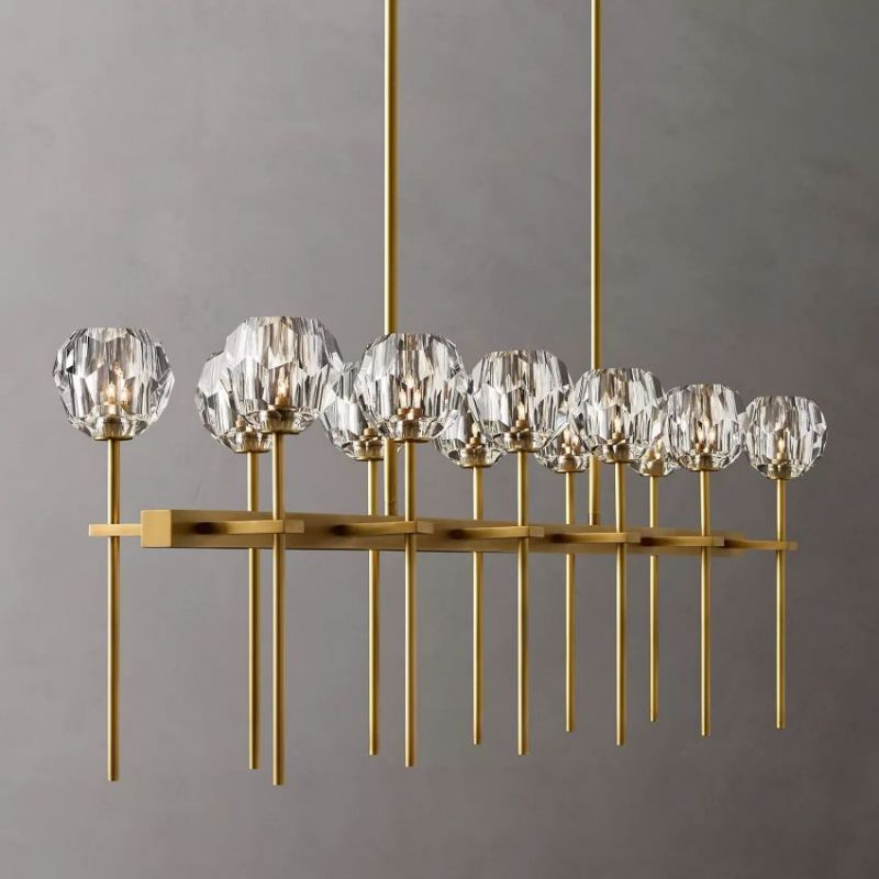 Balle Clear Cristal Double Linear Chandelier 60"