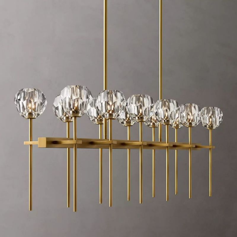 Balle Clear Cristal Double Linear Chandelier 60"